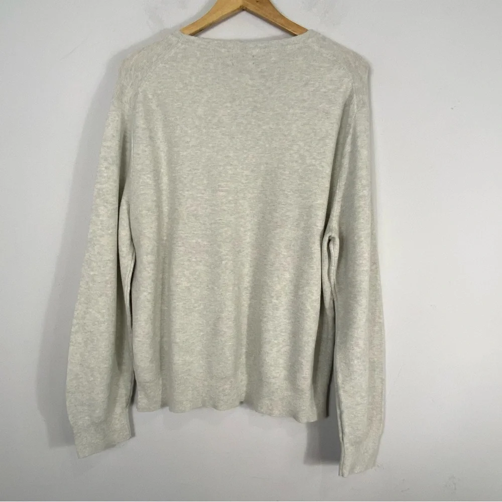 J. Crew Cotton Gray Crewneck Sweater Men's Garter Stitch Large Gray Minimalist